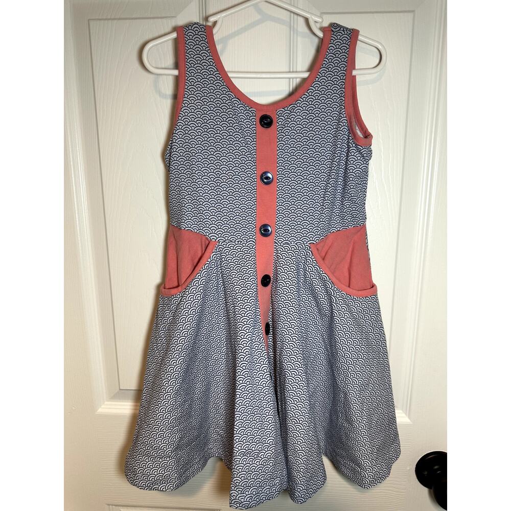 Serendipity Shrimp and Grits Swing Dress, Blue and Coral sz 4t/5t